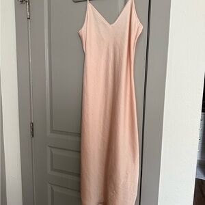 Peach silk midi dress